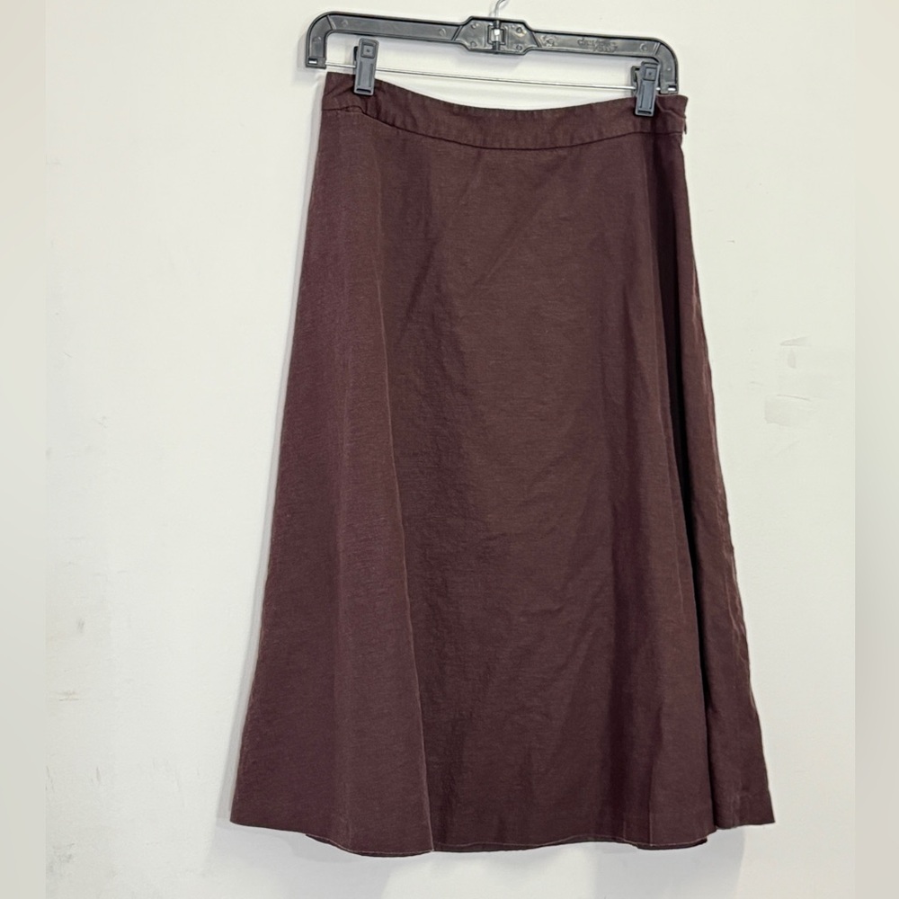 Covington Brown Stretch Skirt linen blend a-line skirt western whimsigoth - Picture 3 of 10
